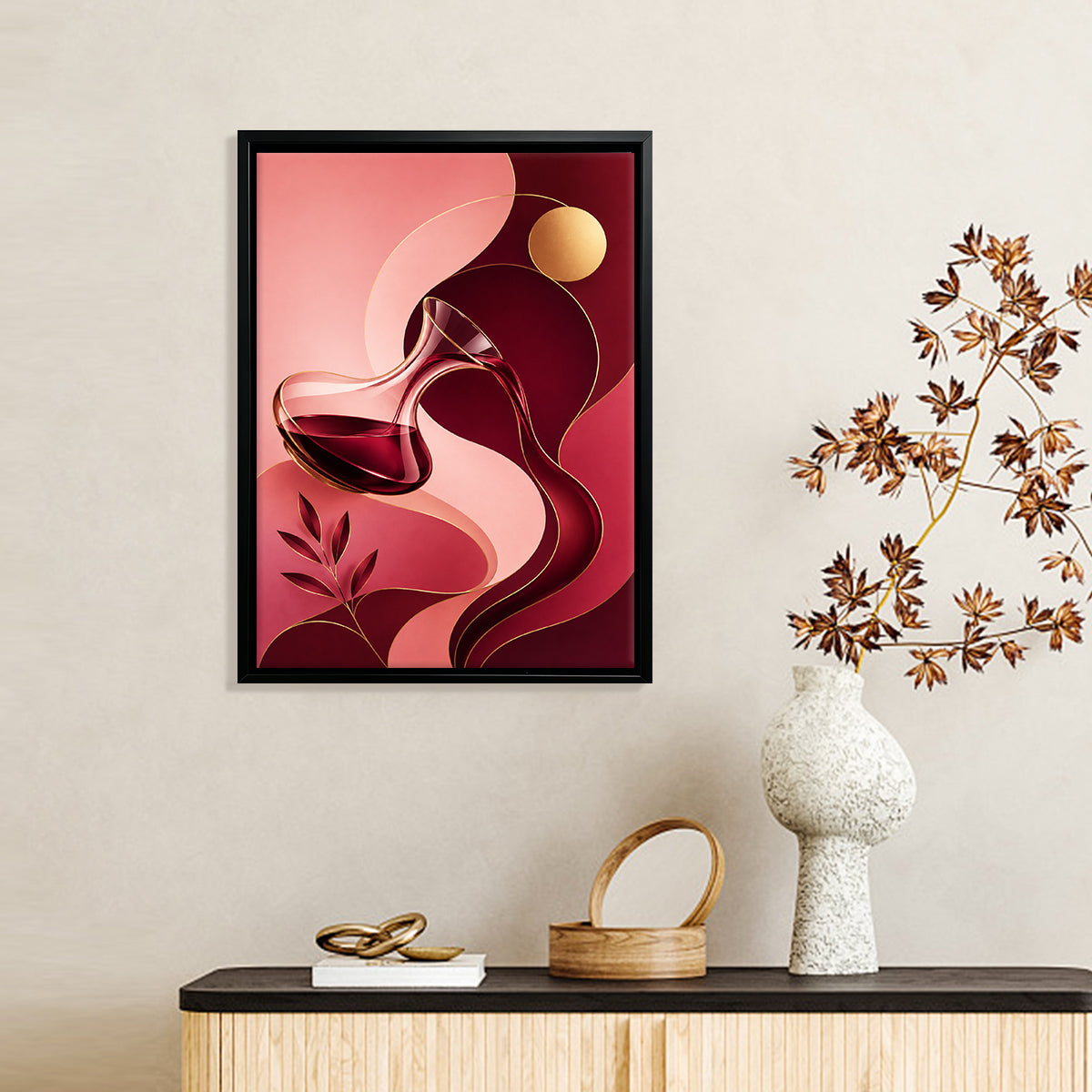 Abstract Wine Decanter Wall Art Print, Modern Home Decor, High-Quality Matte Finish, Perfect for Living Room or Kitchen