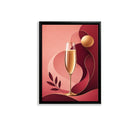 Modern Framed Art Print of Champagne Glass with Abstract Design, Elegant Home Decor for Living Room or Bedroom