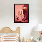 Modern Framed Art Print of Champagne Glass with Abstract Design, Elegant Home Decor for Living Room or Bedroom
