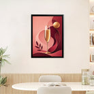 Modern Framed Art Print of Champagne Glass with Abstract Design, Elegant Home Decor for Living Room or Bedroom