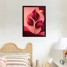 Modern Framed Leaf Art Print with Gold Accents, Elegant Home Decor for Living Room or Hallway