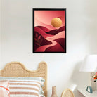 Abstract Sunset Landscape Art Print in Black Frame - Modern Home Decor for Living Room or Bedroom