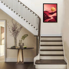 Abstract Sunset Landscape Art Print in Black Frame - Modern Home Decor for Living Room or Bedroom