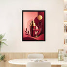 Modern Red & Gold Cocktail Shaker and Glass Art Print, Elegant Home Decor for Living Room or Bar