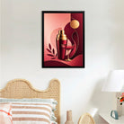 Modern Red & Gold Cocktail Shaker and Glass Art Print, Elegant Home Decor for Living Room or Bar