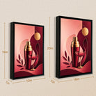 Modern Red & Gold Cocktail Shaker and Glass Art Print, Elegant Home Decor for Living Room or Bar