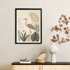 Framed Bird Art Print with Tropical Plants, Modern Home Decor, High-Quality Matte Finish