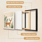 Framed Deer Art Print with Botanical Design, Modern Nordic Style, High-Quality Matte Finish, Perfect for Home Decor in Any Room