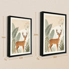 Framed Deer Art Print with Botanical Design, Modern Nordic Style, High-Quality Matte Finish, Perfect for Home Decor in Any Room