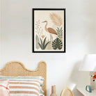 Framed Bird Art Print with Tropical Plants, Modern Home Decor, High-Quality Matte Finish