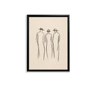 Minimalist Art Print Featuring Three Figures in Hats, Modern Black Frame, Home Decor for Living Room or Office