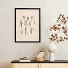 Minimalist Art Print Featuring Three Figures in Hats, Modern Black Frame, Home Decor for Living Room or Office