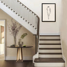 Minimalist Fashion Sketch Art Print, Elegant Line Drawing of a Walking Figure, Black Frame, Home Decor