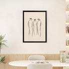 Minimalist Art Print Featuring Three Figures in Hats, Modern Black Frame, Home Decor for Living Room or Office