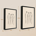 Minimalist Art Print Featuring Three Figures in Hats, Modern Black Frame, Home Decor for Living Room or Office