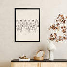 Minimalist Line Art Wall Print Featuring Six Seated Figures in Hats, Modern Home Decor for Living Room or Office