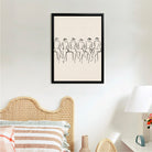 Minimalist Line Art Wall Print Featuring Six Seated Figures in Hats, Modern Home Decor for Living Room or Office