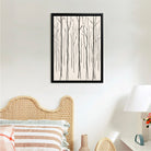Minimalist Forest Trees Art Print in Black Frame, Modern Nordic Style for Home Decor