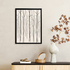 Minimalist Forest Trees Art Print in Black Frame, Modern Nordic Style for Home Decor