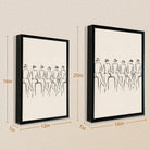 Minimalist Line Art Wall Print Featuring Six Seated Figures in Hats, Modern Home Decor for Living Room or Office