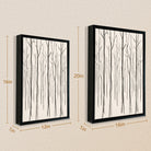 Minimalist Forest Trees Art Print in Black Frame, Modern Nordic Style for Home Decor