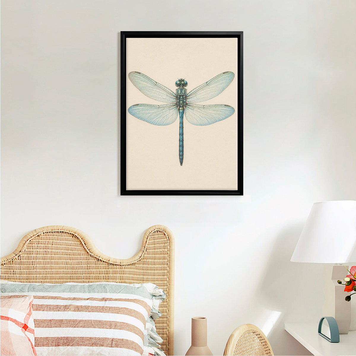 Framed Dragonfly Art Print, Vintage-Inspired Nature Illustration, High-Quality Matte Paper, Perfect Home Decor for Any Room
