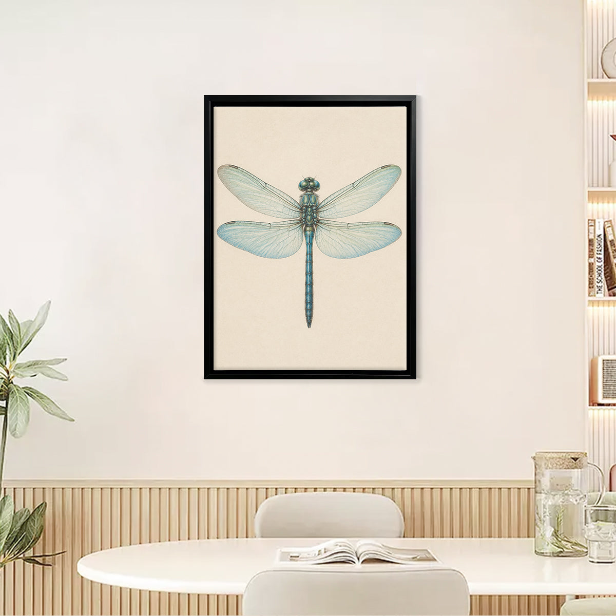 Framed Dragonfly Art Print, Vintage-Inspired Nature Illustration, High-Quality Matte Paper, Perfect Home Decor for Any Room
