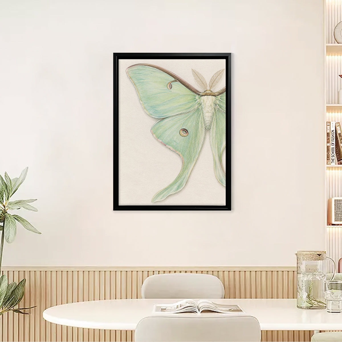 Framed Art Print of a Luna Moth, Botanical Style, High-Quality Paper, Perfect for Home Decor in Any Room