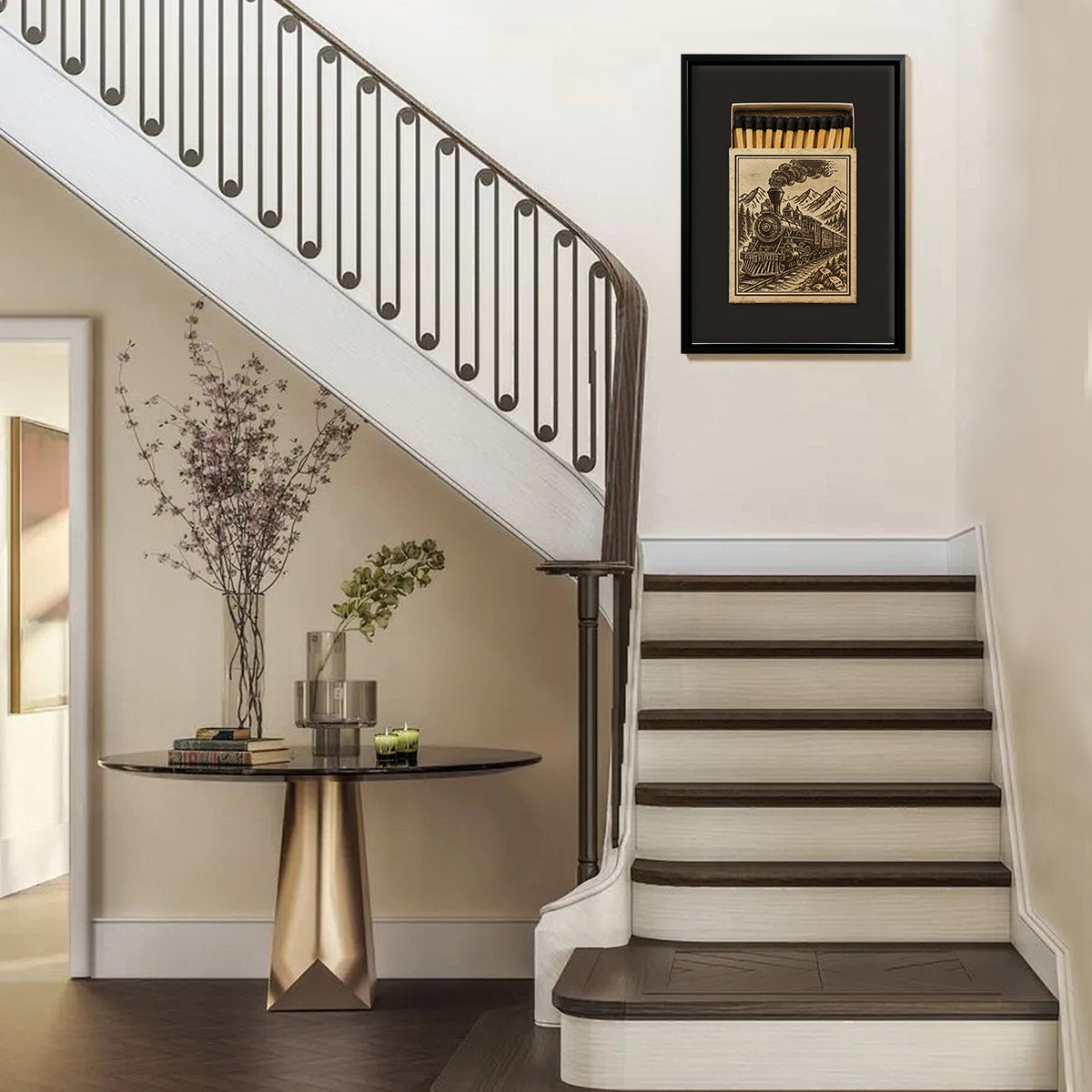 Vintage Train Matchbox Art Print, Framed Wall Decor for Home or Office, Unique Gift Idea