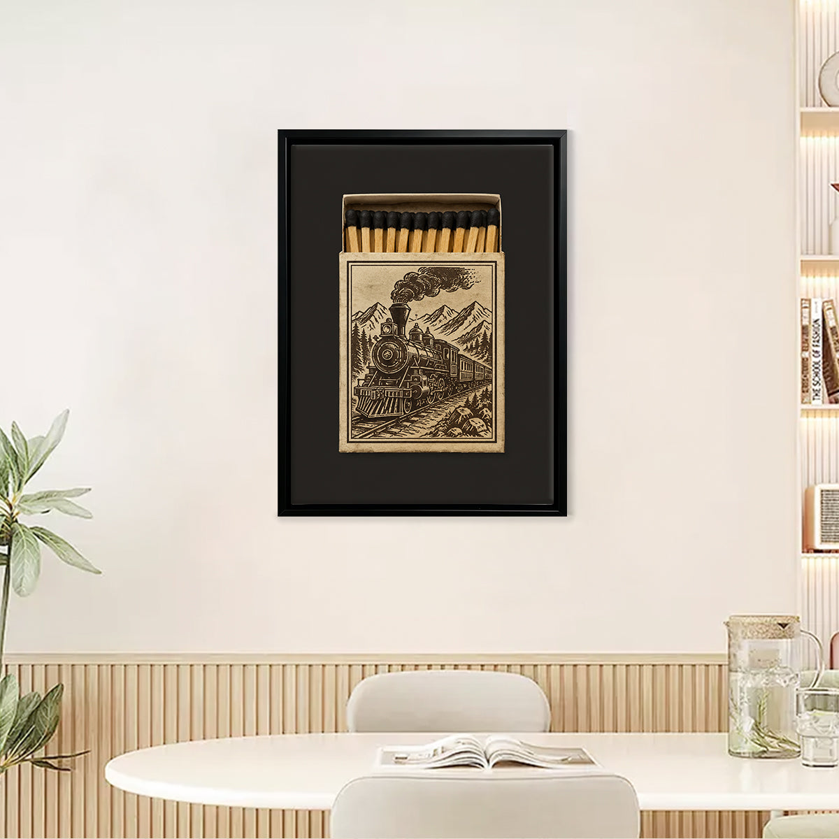 Vintage Train Matchbox Art Print, Framed Wall Decor for Home or Office, Unique Gift Idea