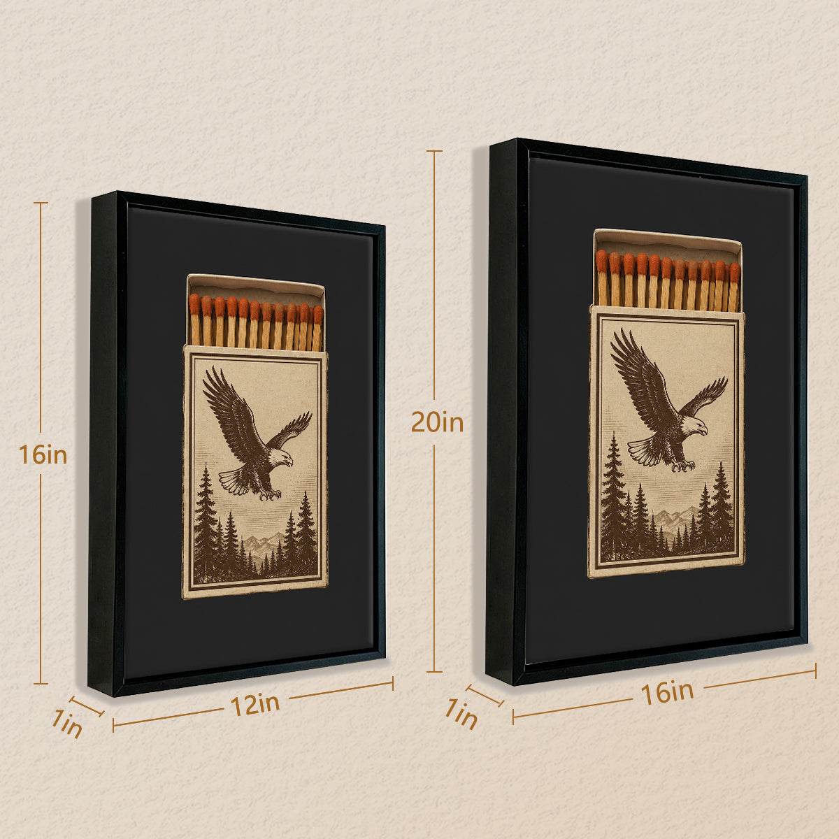 Vintage Matchbox Art Print with Eagle Design, Rustic Style, High-Quality Giclee on Canvas, Perfect for Home Decor in States Like Colorado