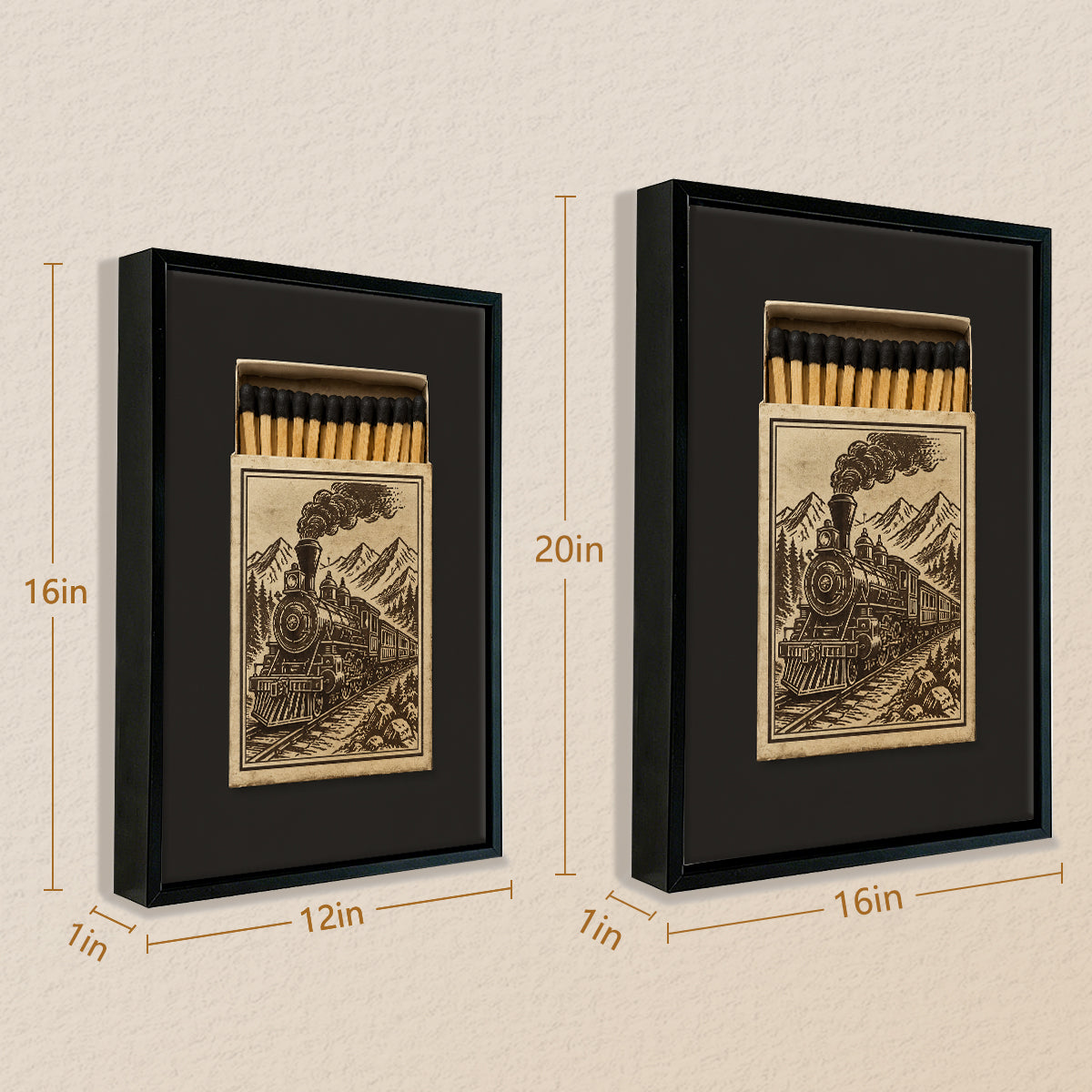 Vintage Train Matchbox Art Print, Framed Wall Decor for Home or Office, Unique Gift Idea