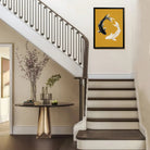 Framed Koi Fish Yin Yang Art Print, Modern Asian Style, Vibrant Mustard Background, Perfect Home Decor