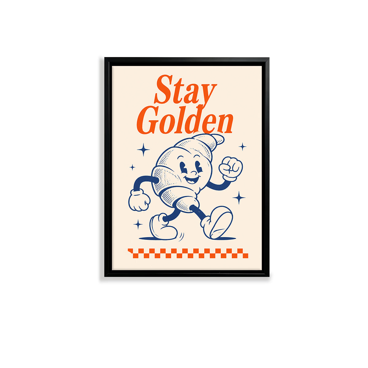 Framed 'Stay Golden' Croissant Art Print, Vintage Style, High-Quality Matte Finish, Perfect for Kitchen or Dining Room