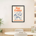 Framed 'Stay Golden' Croissant Art Print, Vintage Style, High-Quality Matte Finish, Perfect for Kitchen or Dining Room