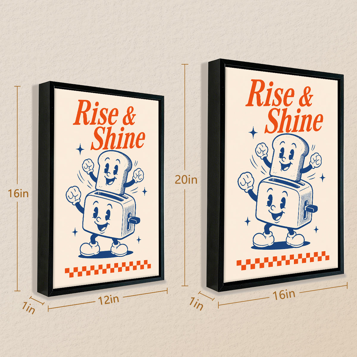 Vintage 'Rise & Shine' Toaster Art Print, Retro Kitchen Decor, Framed Wall Art for Home or Office
