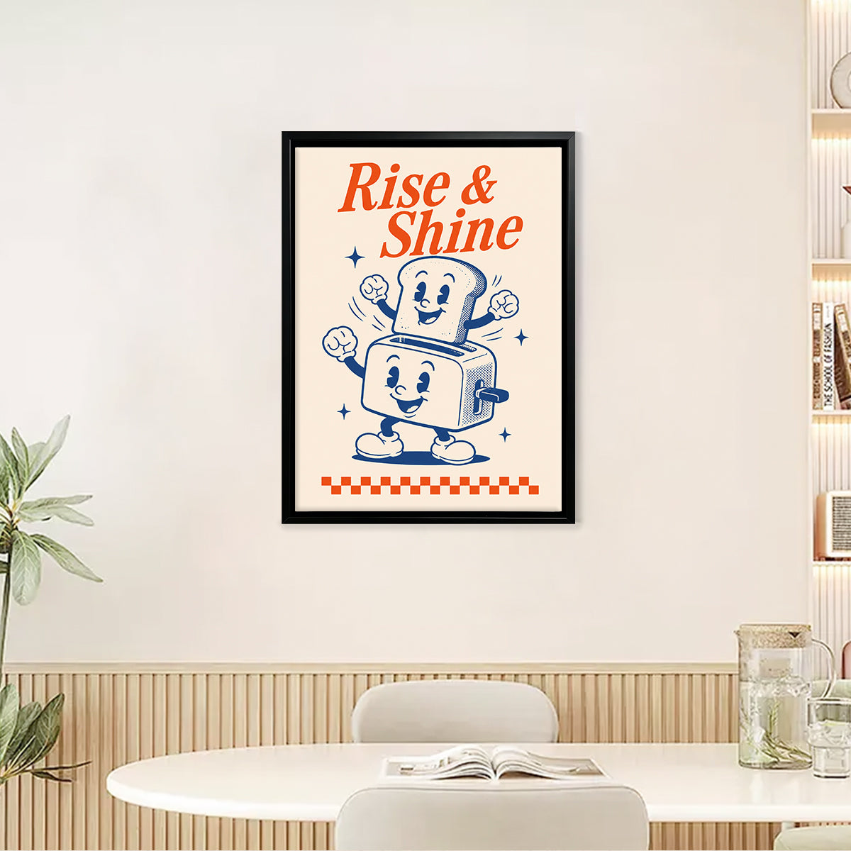 Vintage 'Rise & Shine' Toaster Art Print, Retro Kitchen Decor, Framed Wall Art for Home or Office