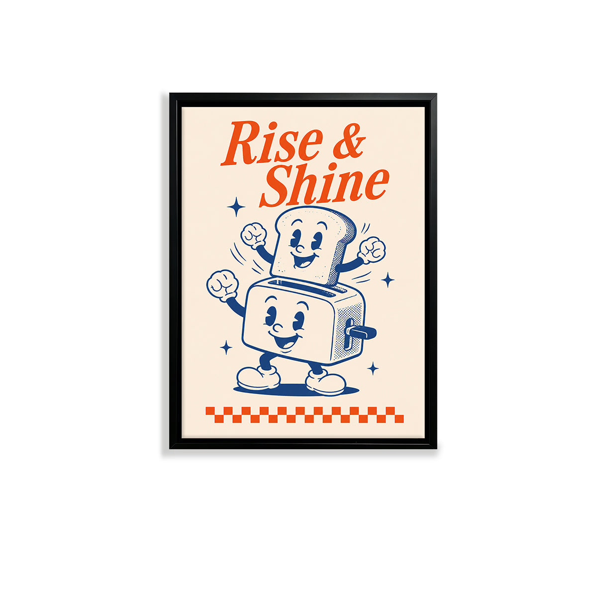 Vintage 'Rise & Shine' Toaster Art Print, Retro Kitchen Decor, Framed Wall Art for Home or Office