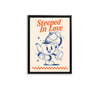 Framed 'Steeped In Love' Teapot Art Print, Retro Style, High-Quality Giclee on Canvas, Perfect for Home Decor in Any Room