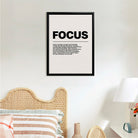 Modern Focus Motivational Art Print, Black Frame, Inspirational Home Office Decor