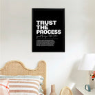 Black Framed Trust the Process Motivational Art Print, Modern Typography Design, High-Quality Matte Finish, Perfect for Home or Office Decor