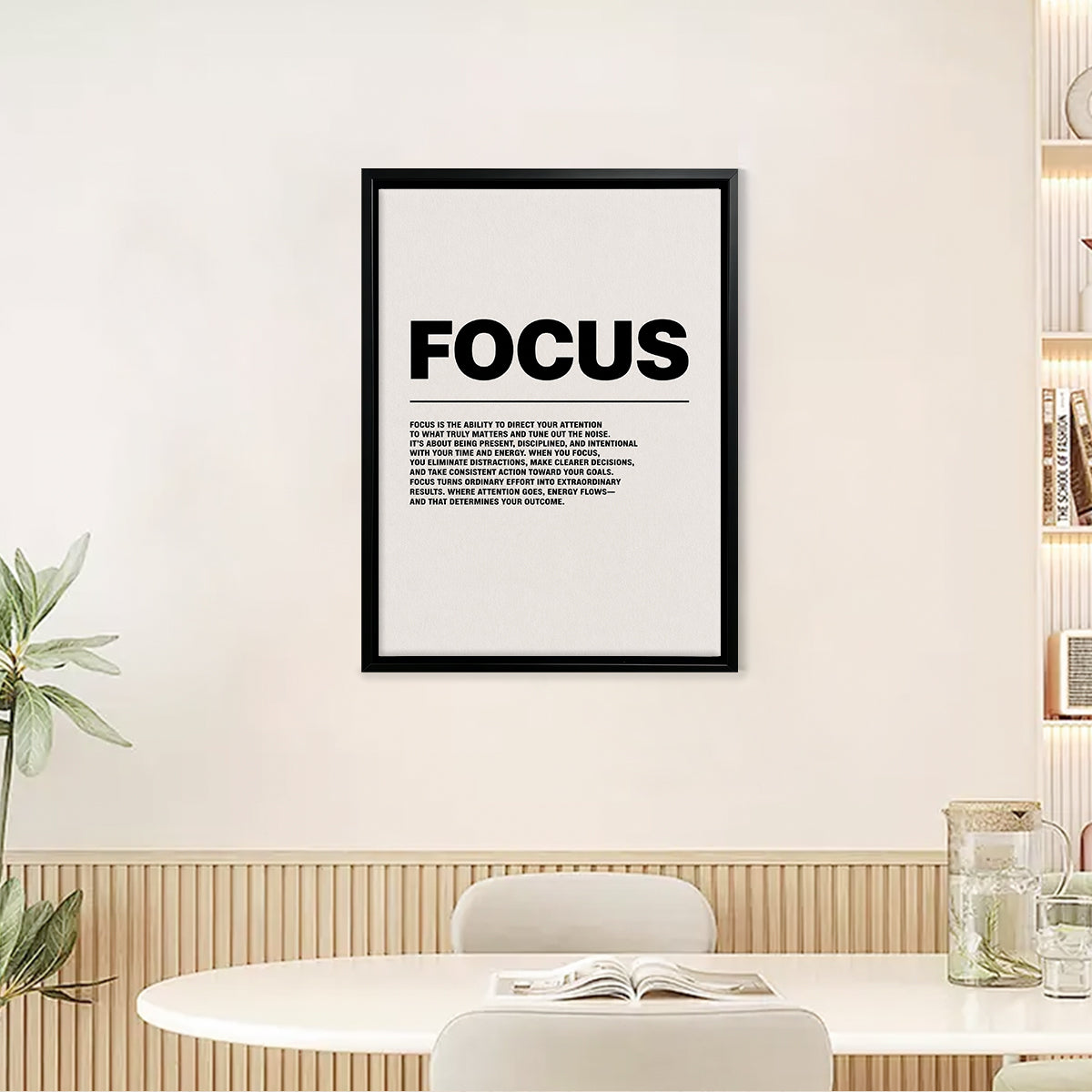 Modern Focus Motivational Art Print, Black Frame, Inspirational Home Office Decor
