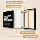 Black Framed Trust the Process Motivational Art Print, Modern Typography Design, High-Quality Matte Finish, Perfect for Home or Office Decor