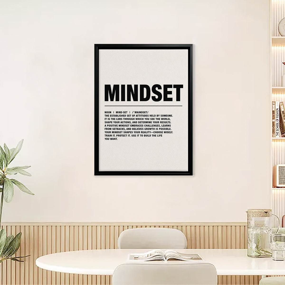 Mindset Motivational Art Print, Modern Black Frame, Inspiring Home Decor for Any Room