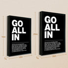 Motivational 'Go All In' Art Print, Modern Black and White Typography, High-Quality Framed Poster for Home Office Decor