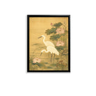 Framed Lotus and Egret Art Print, Traditional Asian Style, High-Quality Giclee on Canvas, Perfect Home Decor for Living Room or Bedroom