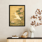 Framed Lotus and Egret Art Print, Traditional Asian Style, High-Quality Giclee on Canvas, Perfect Home Decor for Living Room or Bedroom