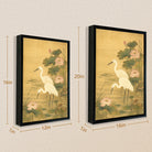 Framed Lotus and Egret Art Print, Traditional Asian Style, High-Quality Giclee on Canvas, Perfect Home Decor for Living Room or Bedroom