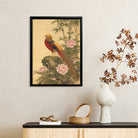 Framed Oriental Bird & Flower Art Print, Classic Asian Style, High-Quality Giclee on Canvas, Perfect for Home Decor in California
