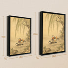 Framed Mandarin Ducks Painting in Traditional Asian Style, Elegant Home Decor for Living Room or Bedroom